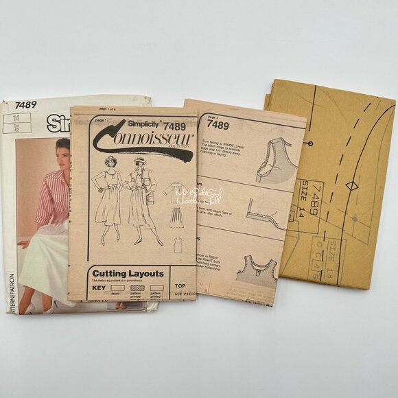 Simplicity 7489 Connoisseur Sewing Pattern Misses Shirt Jacket & Skirt Sizes 14 - Picture 3 of 3